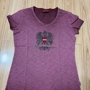 Life Is Good Purple Fitted Cap Sleeve T-Shirt